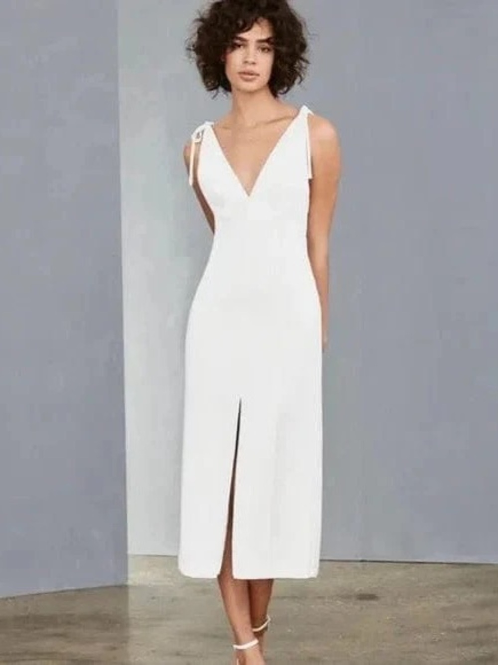 Amsale Little White Dress Collection - V-Neck Dress - Size 2 Ivory